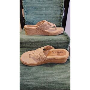 Sbicca 7M Women's Espadrille Wedge Beige Sandals